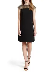 NWT TED BAKER Lorenne LACE BODICE TUNIC DRESS Black Gold sz TB 3, US 8