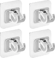 BOOHO 4Pcs Self Adhesive Curtain Rod Bracket No Drill Drapery Hook Holder Fixing Rod Holder Curtain Pole Wall Bracket Towel Rod Hook Home Bathroom kitchen Hotel Towel Clothes Hanging Object (white)