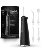 AquaSonic Elite Portable Cordless Water Flosser - 4 Modes, 8 Pressure Settings,