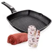 Moss & Stone Aluminum Nonstick Grill Pan for Stove Tops, Versatile Griddle wi...