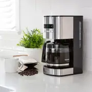 Kenmore Aroma Control 12-Cup Programmable Coffee Maker, Black and Stainless Steel Drip Coffee Machine, Glass Carafe, Reusable Filter, Timer, Digital Display, Charcoal Water Filter, Regular or Bold