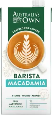 Barista Dairy Free Vegan Macadamia Milk for Coffee Latte & Espresso, 1 Litre (Pa