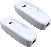 2piece Lamp Switch Inline Low Profile Switch with LED Light for Table Light Inline Dimmer Switch for Lamp ABS, White