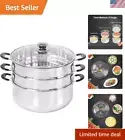 3 Tier Stainless Steel Steamer Meat Vegetable Pot Steaming Cookware Kitchen Tool