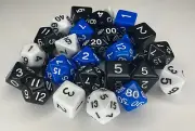 Four 7-Piece Polyhedral Dice Sets White, Blue, Black x2