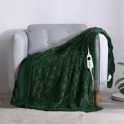 Dreamaker 500GSM Faux Fur Heated Throw Eden Green 130x160cm
