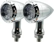 LED Indicator Blinkers Amber Lamp Accessories UN&IVE&RSAL Motorcycle 12v LED Brake Running Blinker Turn Signal For Ha&rl&ey Chopper Cruiser Bo&bb&E&R(Chrome)
