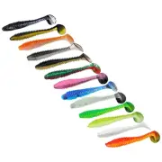 Twocolor Soft Lure Ribbed Fishing Bait Worm Paddle Tail Swimbait Kit (100pcs)