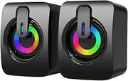 Wired Desktop Speakers – duall Channel PC Audio System, USB Small Speakers | Clear Sound Mini Speaker Pair for Computer Desk, Bedside Table, Entertainment Station, Workstation Setup
