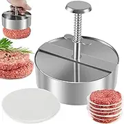 Burger Press, Stainless Steel Hamburger Press Patty Maker, Adjustable Burger Mold with Silicone Oil Patty Paper, Handheld Hamburger Patty Maker for Beef Vegetables Burgers BBQ Grill Cooking/2938