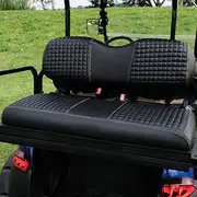 Cozioz Golf Cart Grid Seat Cover Vinyl Leather Replacement for EZGO, Club Car, Yamaha Drive/Drive 2 Front Seat Cushion No Stapler Needed, Black Stitching