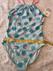 Girl, Swimsuit One Piece Blue Pink Flaming Design 14/16 NWT