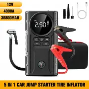 12V 39800mAh Portable Car Jump Starter Power Bank Tire Air Compressor Inflator