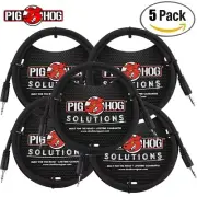 5-PACK Pig Hog PX-T3503 3FT 3.5mm TRS To Same Adapter Cable Black