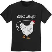 [Tstars] Guess What? Chicken Butt Funny Youth Kids T-Shirt Large Black