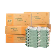 Cuddlies Bamboo Eco Nappies 6-10kg Crawler Size 3 Medium Bundle 228 Pack & Water Wipes 12 Pack