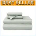 Queen Cooling Bed Sheet Set - 4-Piece Soft Rayon Bedding, Deep Pocket Silver