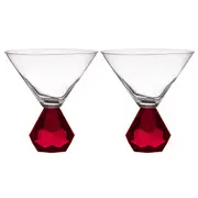 2PK Zhara 200ml Martini Crystal Glass Cocktail Drinkware Alcohol Glasses Ruby