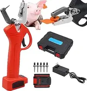 Goat Ear Tag Pliers, Electric Ear Tag Pliers, with Case + 5 Ear Tag Needles, Press Vertically Downward/Easy Tagging, Automatic Rebound/Easy to Use, for Livestock,Red