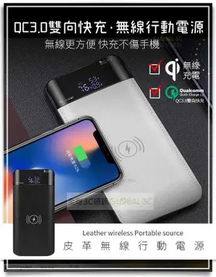 大容量 16000mAh QC3.0雙向快充+QI無線充電 行動電源 iPhone X 8 三星