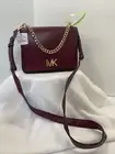 New Michael Kors Bag Mott Swag Crossbody Red Burgundy Leather B2S