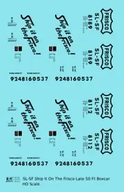 K4 HO Scale Decals SLSF Frisco 50 Ft Boxcar Black Late Scheme