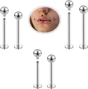 [6ixGosh] 16G Labret Cheek Tongue Rings Surgical Stainless Steel Monroe Lip Piercing Jewelry Barbell Ring Body Piercing Jewelry Kit Ultra-long Bar Length 14mm 16mm 19mm 22mm 25mm