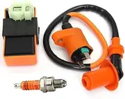 Motorcycle Racing 6 Pins CDI Ignition Coil Spark Plug Set Fit for GY6 50cc 125cc 150cc Moped Scooter ATV Go Carts Motorbike Parts(Igniter)