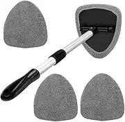 Ai-OUMLEEF Car Windshield Cleaner, Windshield Cleaner Interior, Microfiber Car Window Cleaning Tool with 4 Reusable and Washable Microfiber Pads, for Office and Home(Gray)