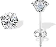 [Nina Zola] Stud Earrings for Men and Women, Gold, Silver or Rose Gold Sterling Silver Studs. Hypoallergenic, lightweight cute earrings with a brilliant cubic zirconia 5mm
