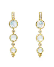 Temple St. Clair 18K Yellow Gold Blue Moonstone & Diamond Triple Lunar Drop Earrings
