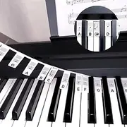 Piano Keyboard Note Labels, 88 Key Black Removable Silicone Key Labels for Beginners, Easy-to-Clean, Reusable Music Notes Guide with Box - No Stickers Required