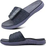 [ONCAI] Mens Slide Sandals Open Toe Athletic Adjustable Straps Orthotic Plantar Fasciitis Sport Sandals with Soft Cushion Arch Support Footbed Size 6.5-12