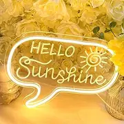 Hello Sunshine Neon Sign for Wall Decor, Bedroom, Exquisite Gifts for Baby Girls Boys, Hello Sunshine for All Seasons Home Decor, 2022 Newest Design Hanging Decor for Coffee House Bar, Warm White by JXIN