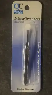 Quality Choice Deluxe Tweezers, Square Tip, Eyebrow Plucking, Tweezer