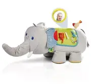 Large Plush Elephant Activity Toy | Colorful, Teething Ring, Rattles, Mirror