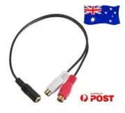 3.5mm AUX Female to 2 RCA Female Jack Stereo Audio Cable Converter Adapter OZ AU
