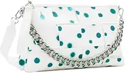 [Desigual] Woven Clutch Spray Paint Dots Women White Handbags