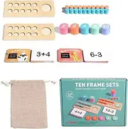 Set of Ten Wooden Frames, Math Ten Wooden Frames - Manipulative Math Tray - Homeschool Learning Game for Kindergarten Kids, Primary, P