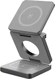 3 in 1 Wirel Charging Station for Phone Magnetic Foldable Travel Charger Station Stand 15W for Multple Devices Watch Earphone