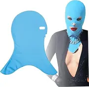 [Hemore] Facekini, Elastic Sun Protection Mask, Full Head Sunscreen Mask, Breathable Swim Cap for Swimming Diving (Blue)