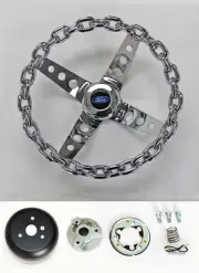 1970-1977 Mustang Maverick Pinto 11" Chrome Chain Steering Wheel Ford cap (for: Ford)