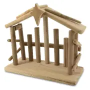 Catzon Nativity Manger Scene Natrual Wooden House Decoration for Home Desktop