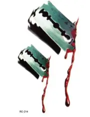 Halloween Temporary Tatoos Blood stitches razor injury wound scar tattoos
