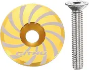 uxcell Headset Top Cap 1-1/4 Aluminum Alloy Cycling Stem Top Cap Cover with Bolt for MTB Road Mountain Bike, Gold Tone