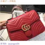 二手 GUCCI GG MARMONT MATELASSé 肩背包 手提包 498100 紅色 /黑色現貨