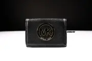 NWT MICHAEL KORS WOMEN SIGNATURE MEDALLION MK LOGO FULTON CARD CASE PURSE WALLET