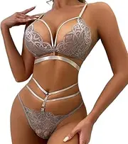 [MAYLOVELY] Lace Lingerie Set, Bralette and Garter Belt, White