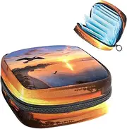 Period Bag,Sanitary Napkin Storage Bag,Beach Sunset Landscape,Tampon Holder for Purse
