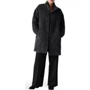 Eileen Fisher High Collar Coat in Black/Ash at Nordstrom, Size Medium